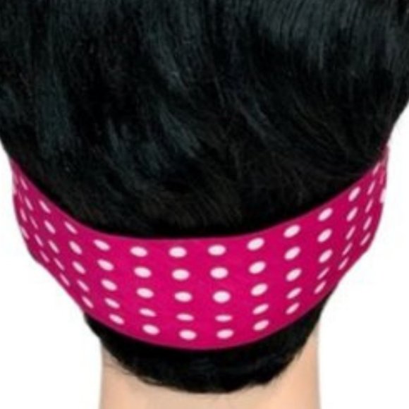 Pink and White Polka Dot Retro Bandana Tie Headband - Picture 12 of 13